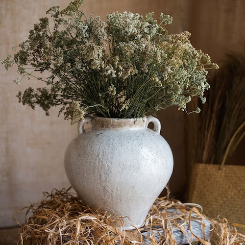 RusticReach Large French Country White Ceramic Flower Vase