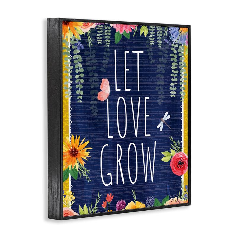 Stupell Let Love Grow Floral Border Framed Giclee Art Design By Nicole DeCamp