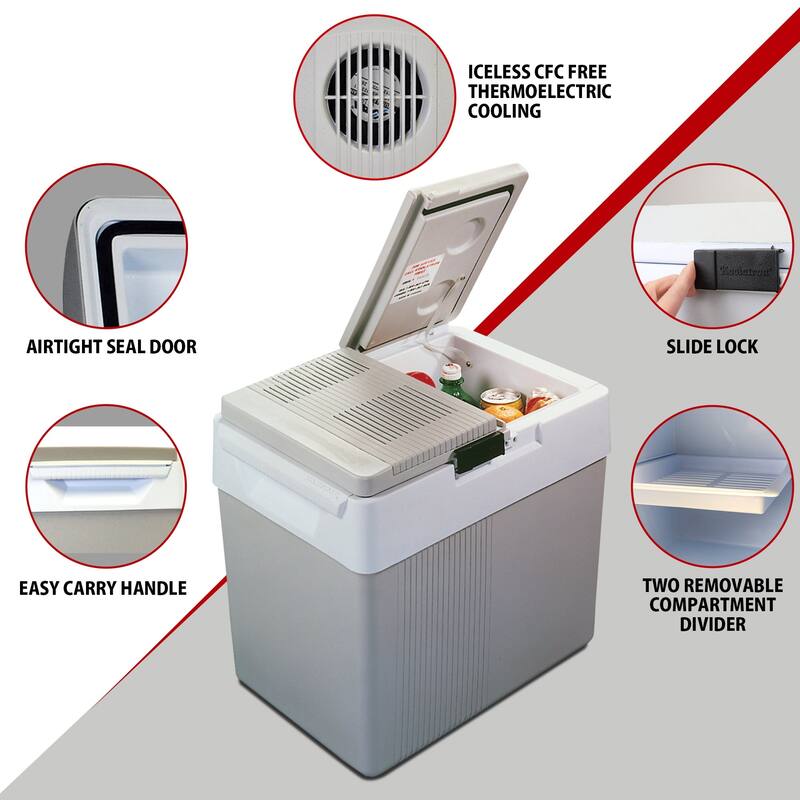 Koolatron Thermoelectric Iceless 12V Cooler/Warmer 33 qt (31 L), Gray