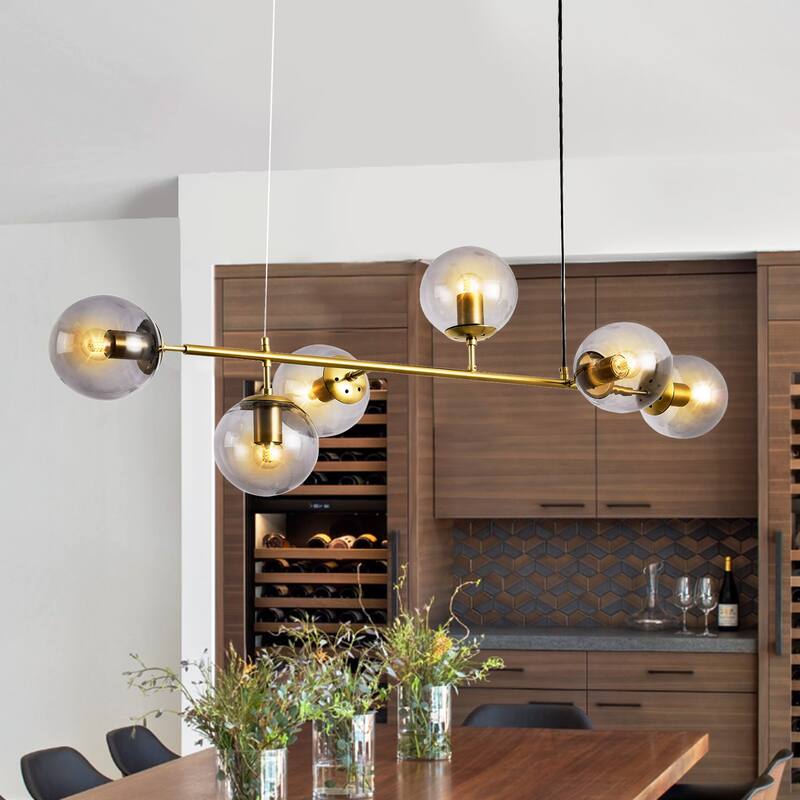 6 Lights Globe Mid Century Chandelier Sputnik Modern Pendant Lighting