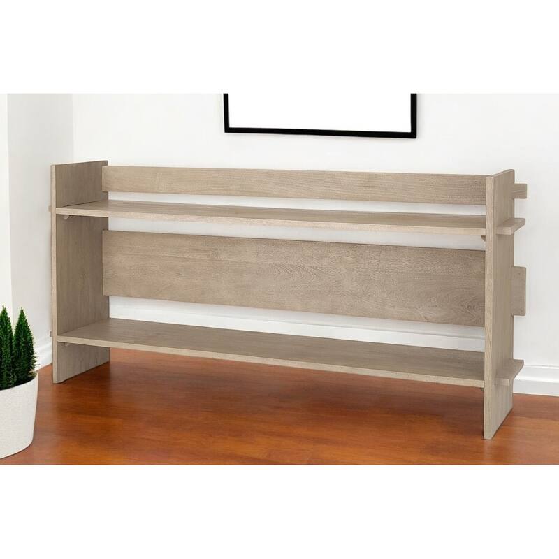 HomeRoots 76" Light Gray Solid Wood Distressed Solid Console Table With Shelf - 76' X '36' X '16 - Light Gray