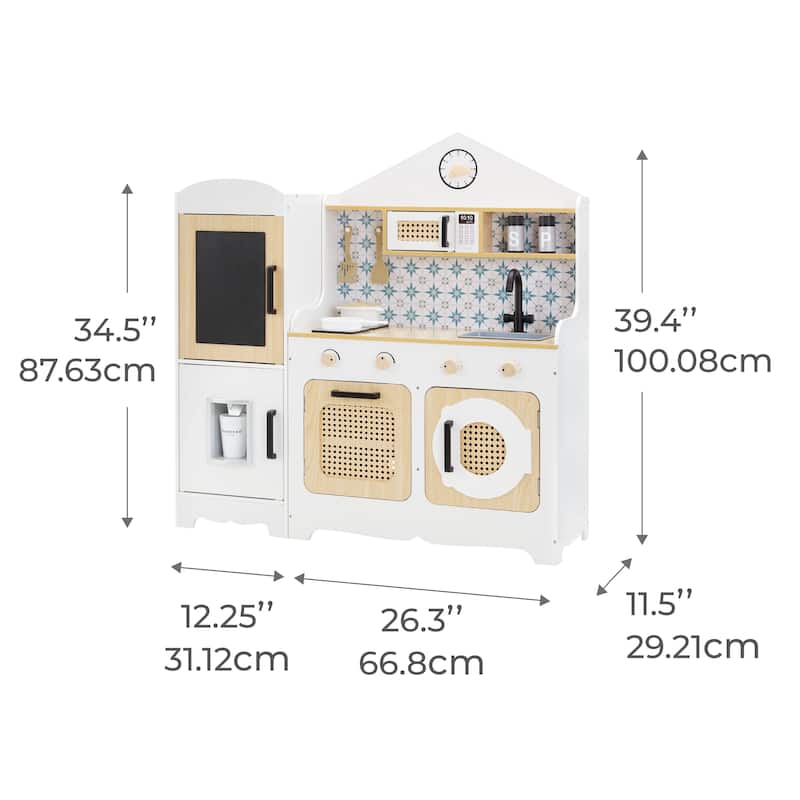 Teamson Kids Little Chef Morocco Play Kitchen & Accessories, White/Natural