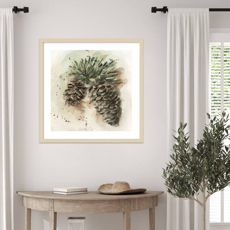 Watercolor Pinecone Study No. 1 by Ethan Harper Wood Framed Wall Art Print