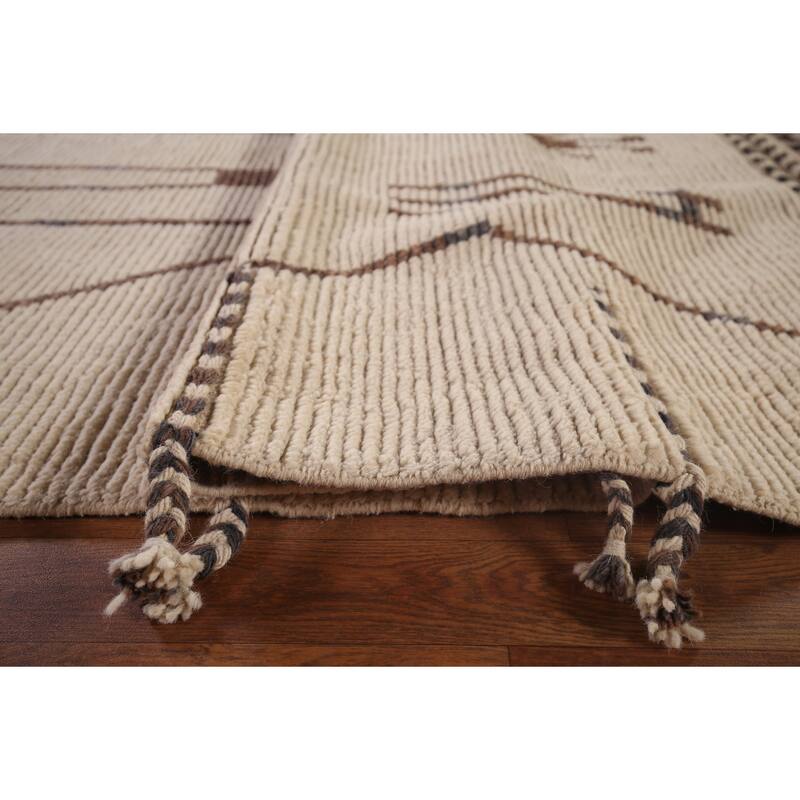 All-Over Abstract Moroccan Large Oriental Rug Handmade Wool Carpet - 9'11"x 14'5"