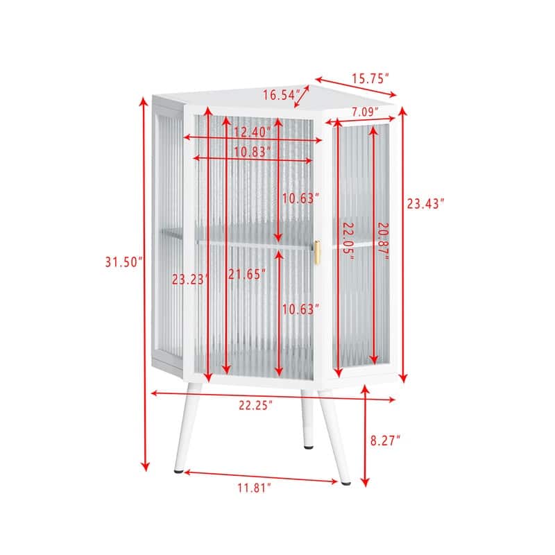 Grondin Modern Style 22.25" Bathroom Corner Storage Cabinet with Tempered Glass Doors and Interior Adjustable Shelf