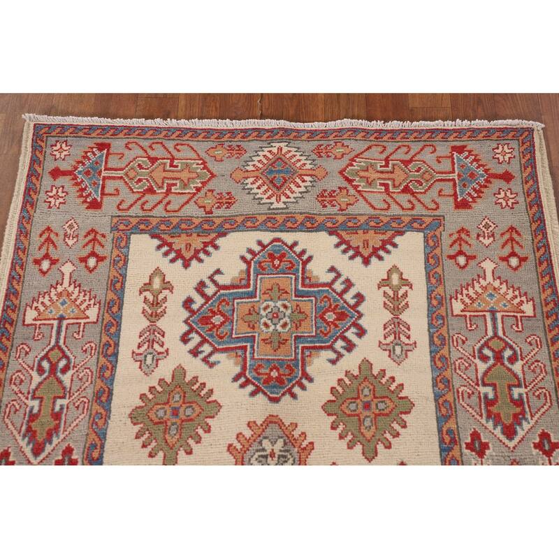 Kazak Oriental Accent Rug Handmade Beige Wool Carpet - 3'3"x 5'1"