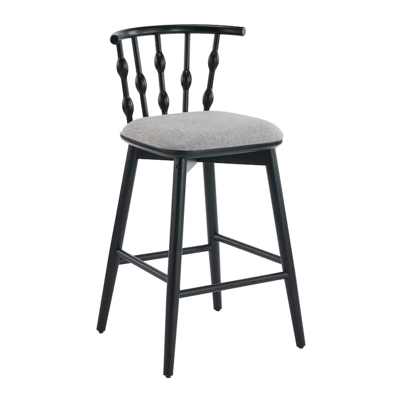 Christopher Knight Home - Leontius Bar Stool with Rubberwood Frame and Hourglass Backrest(Set of 2)