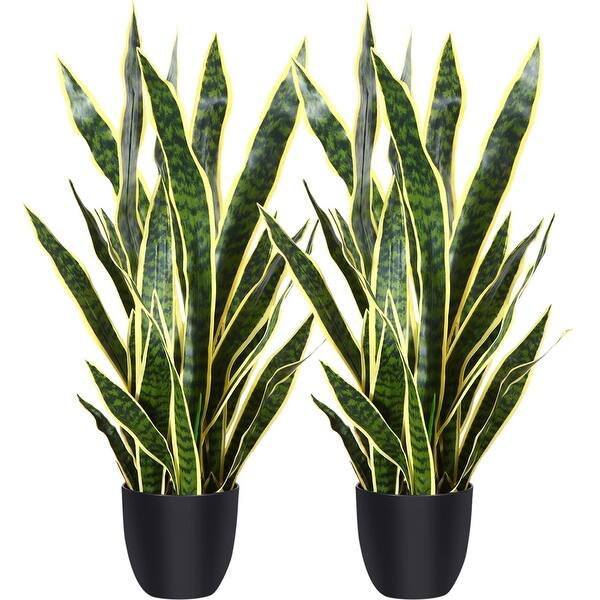 Artificial Snake Plant 35 Inch Fake Sansevieria Tree with 32 Leaves Perfect  Faux Mother in Law Plants in Pot, 2Pack - Bed Bath & Beyond - 41901417