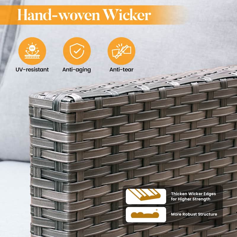 HOOOWOOO 10-piece Patio Furniture Set with Swivel Rocking Chairs Wicker Conversation Set