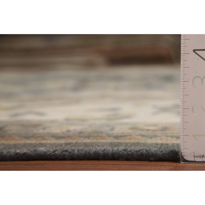 Gray Oushak Indian Area Rug Handmade Geometric Wool Carpet - 8'4" x 11'10"