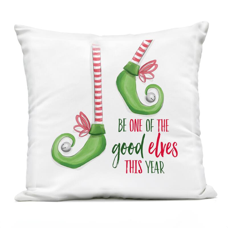 Stupell Festive Be A Good Elf Printed Outdoor Throw Pillow Design by Dogwood Portfolio - Accent - Polyester - Green - Single