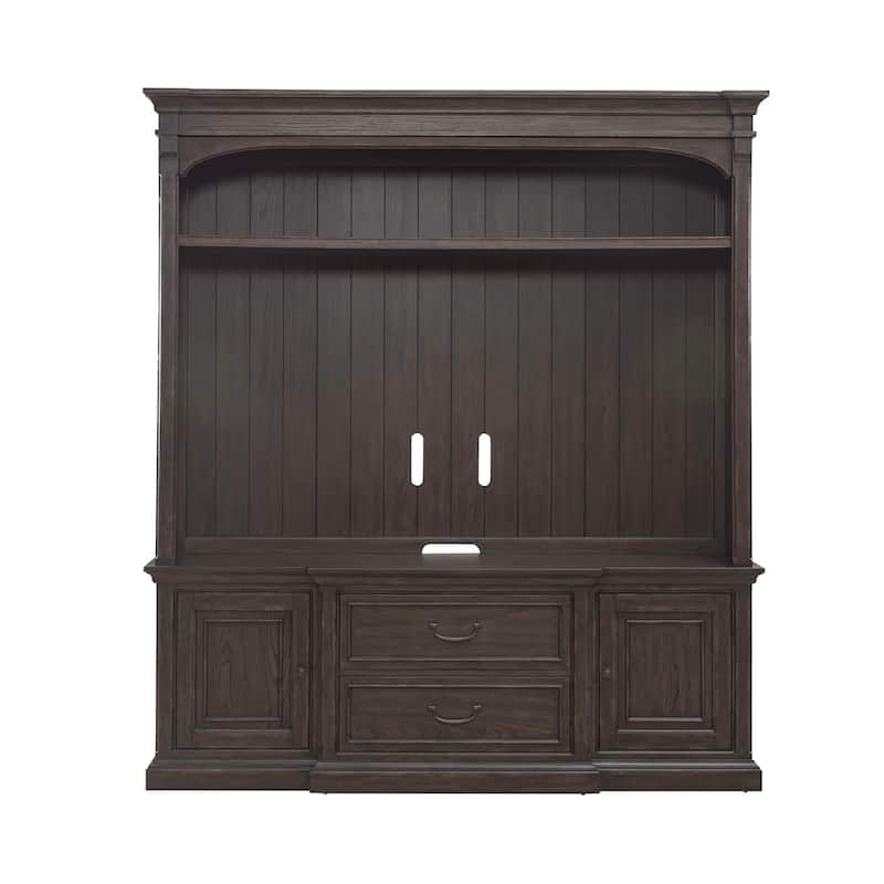Paradise Valley Saddle Brown TV Entertainment Center with Optional Piers Shelves