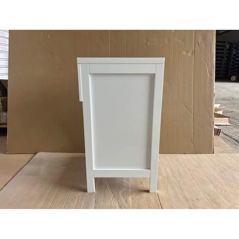 Modern White Nightstand with Drawer and Open Shelf for Bedroom