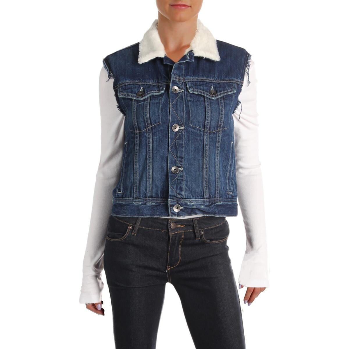 Shop Helmut Lang Womens Vest Fall Denim M Free Shipping Today