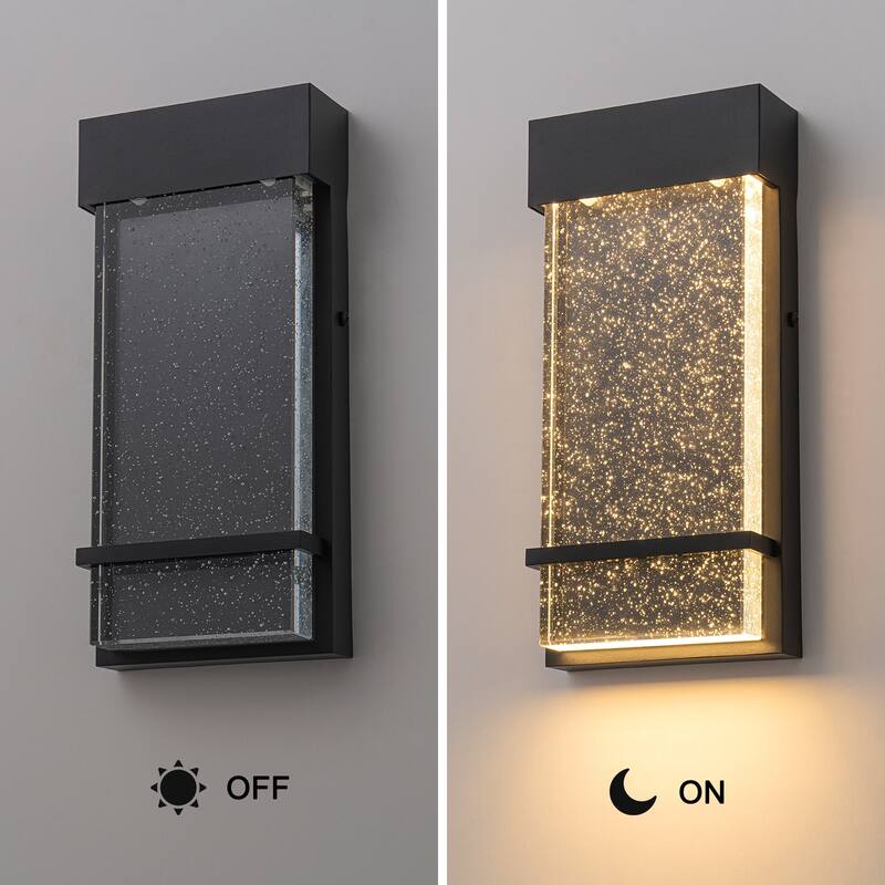 1-Light Crystal Outdoor Integrated LED Bulbble Glass Wall Sconce