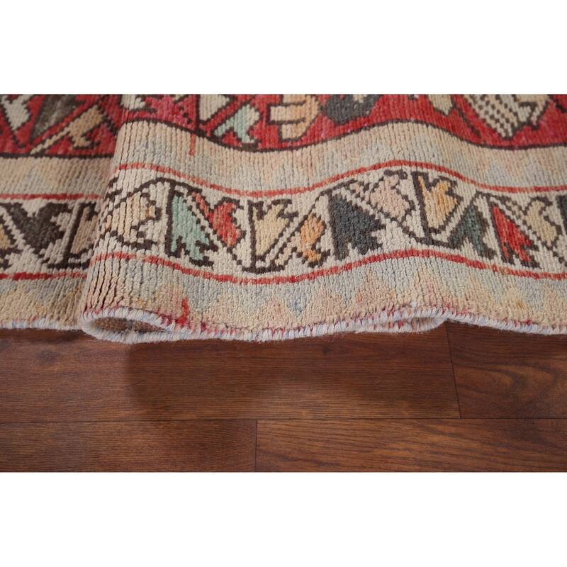 Red Hamedan Persian Vintage Runner Rug Hand-Knotted Wool Carpet - 3'3" x 10'3"