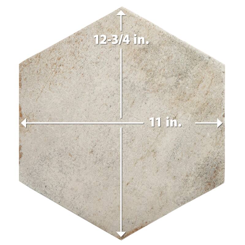 Merola Tile D'Anticatto Hex Bianco 11" x 12-3/4" Porcelain Floor and Wall Tile