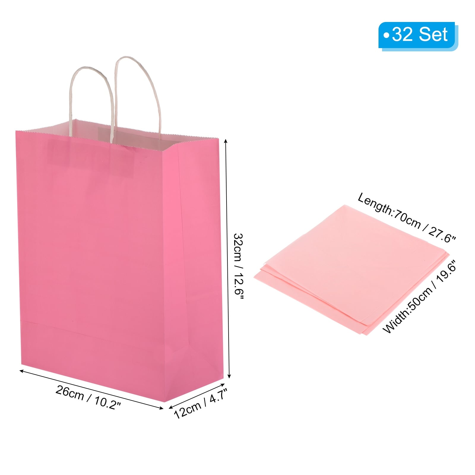 50 Pack Mini Pink Gift Bags with Handles, Bulk Kraft Party Favor Bags (6 x  5 x 2.5 In)