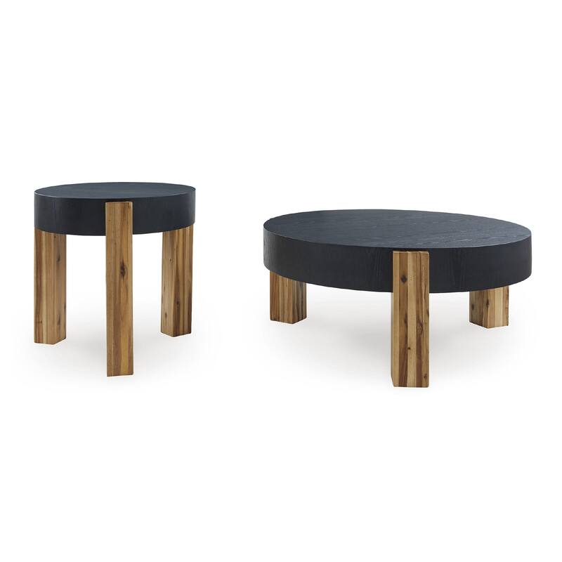 Signature Design by Ashley Breenmore Black/Brown Table (Set of 2) - 43.5" W x 43.5" D x 18" H
