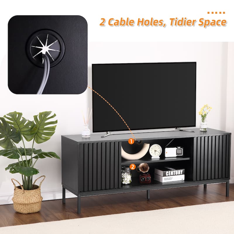 Mid Century Modern TV Stand for 65 inch TV, Entertainment Center with Storage - 55 inches