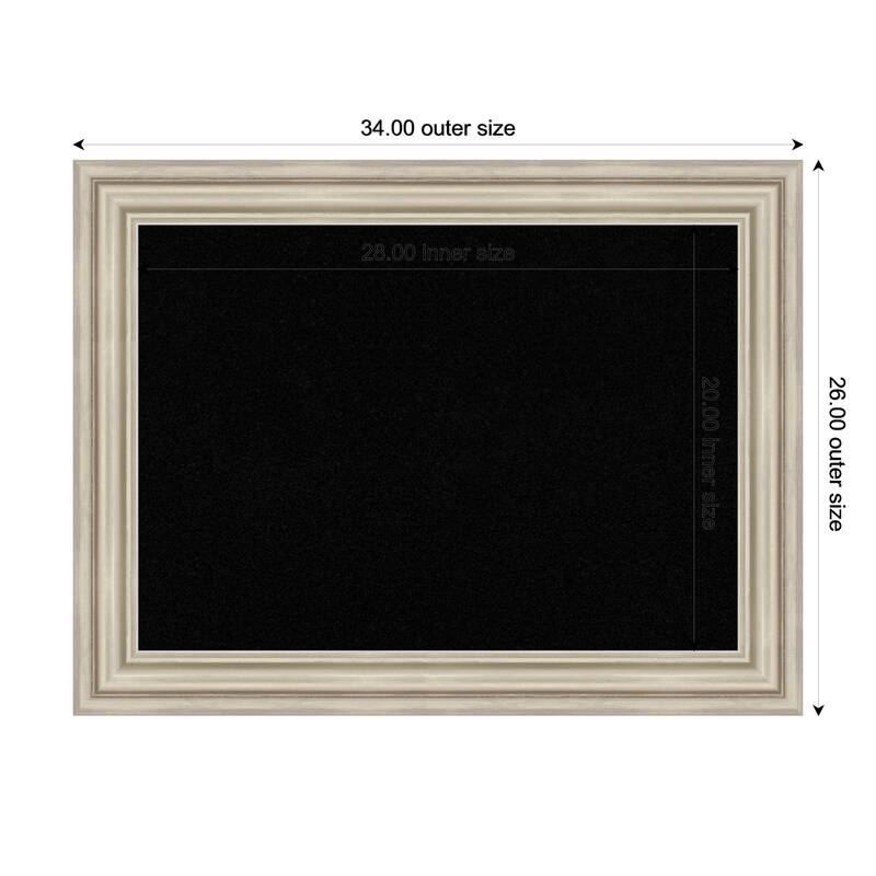 Sierra Silver Wood Framed Cork Board - Bulletin Board, Organization Board, Pin Board - Black - 34 x 26 in