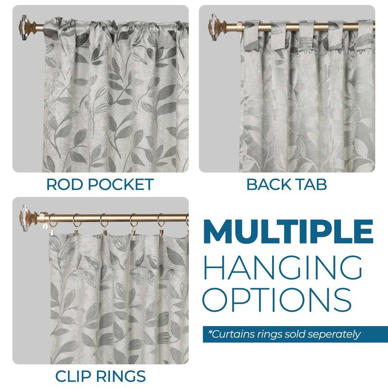 Superior Leaves Machine Washable Room Darkening Curtains with Back Tabs, Set of 2