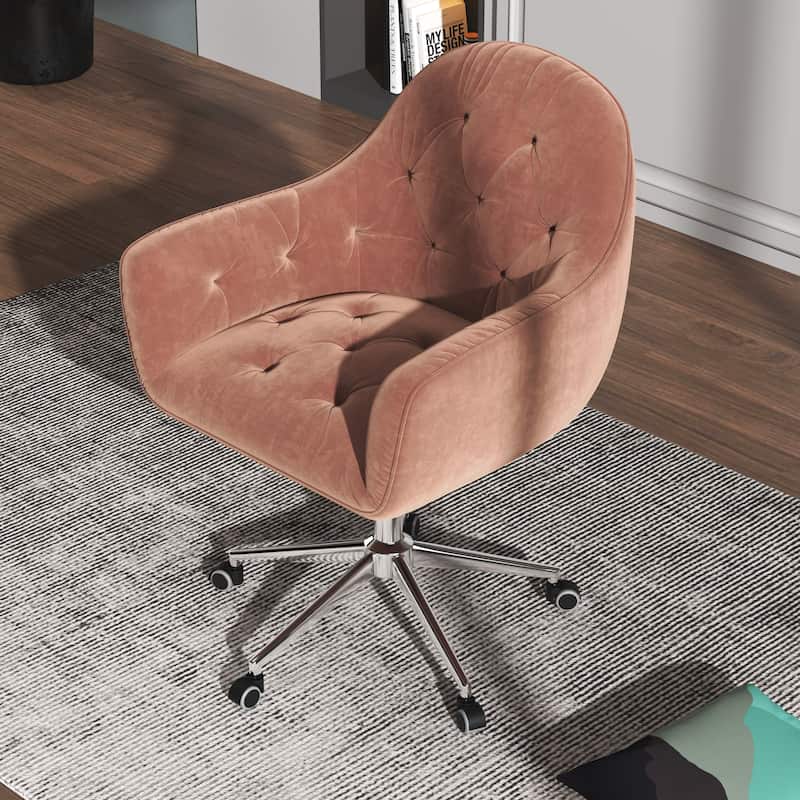Corvus Hernals Velvet Tufted Adjustable Swivel Home Office Chair
