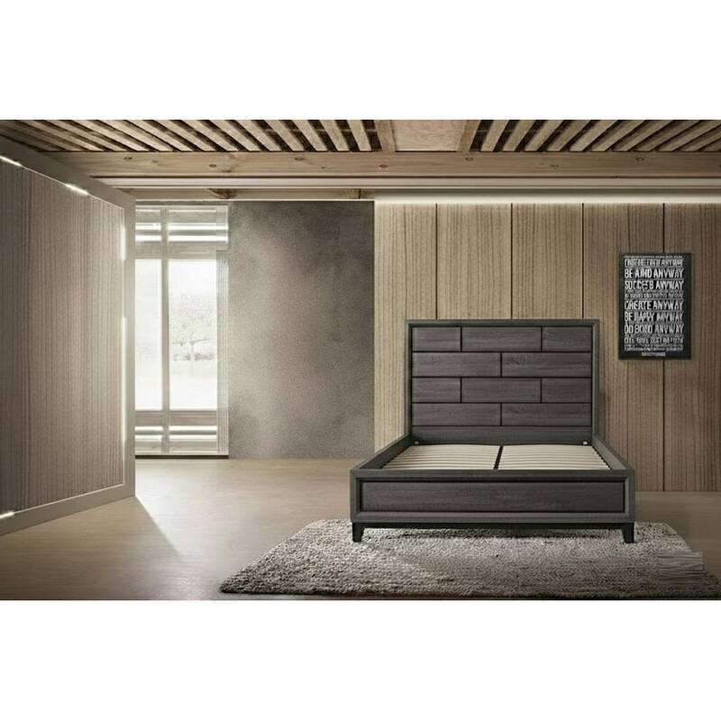 Modern Contemporary Style 4pc Bed Set Wooden Headboard Design Gray Finish Bedroom Furniture