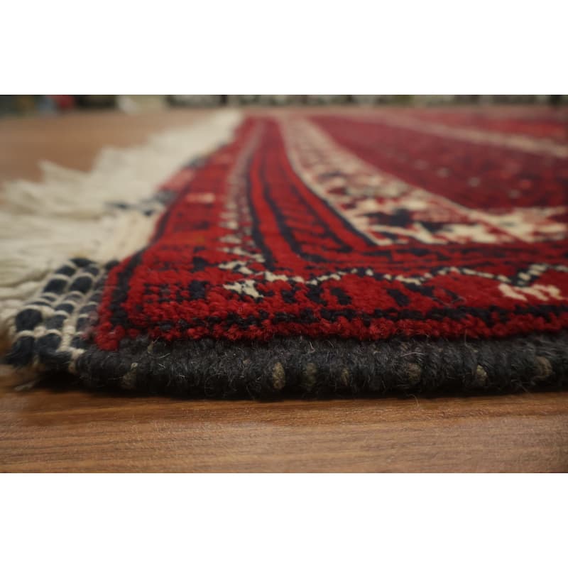 Hand Knotted Oriental 100% Wool Carpet Traditional Tribal Red Balouch Area Rug - 10' 9'' X 8' 3''