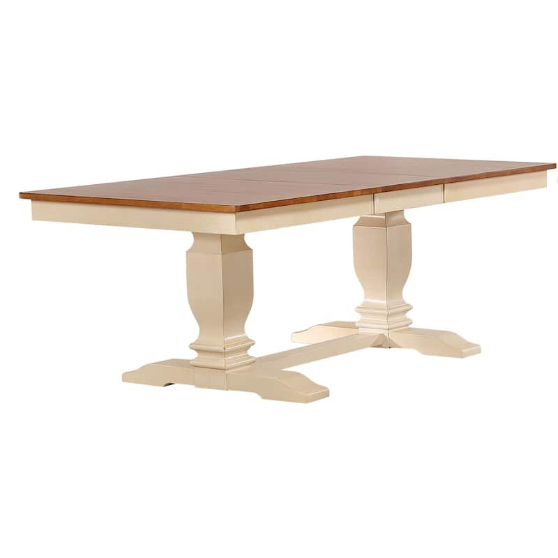 Double Transitional Pedestal Caramel/Biscotti Double X-Back 7-Piece Dining Set