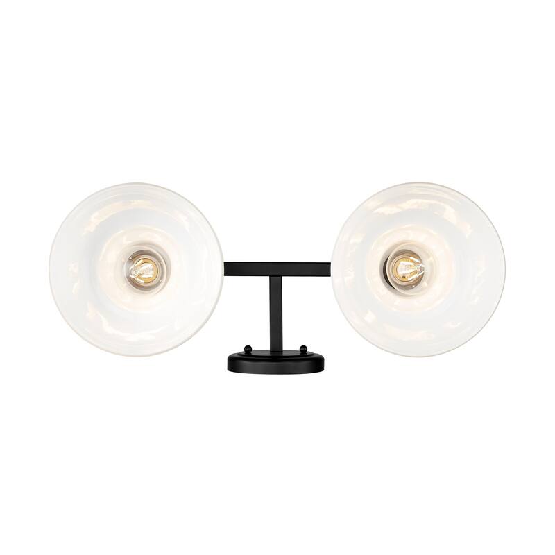 Yep by Golden Lighting Carver 2-light Vanity in Matte Black and Vintage Milk Glass