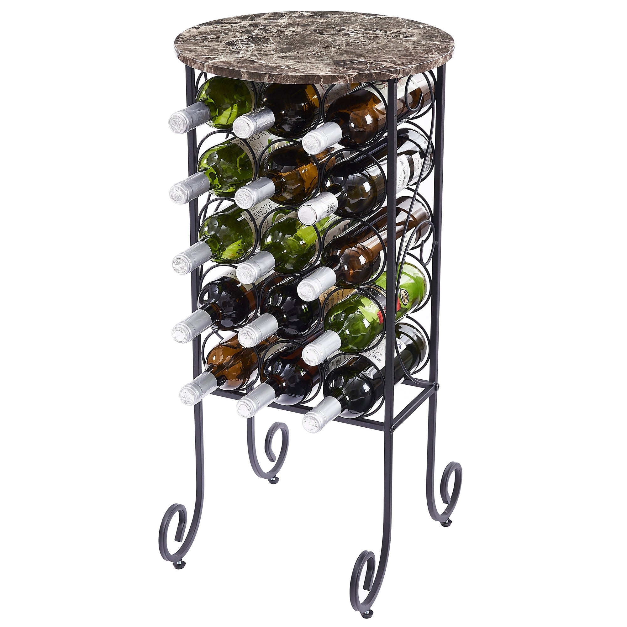 Bar Table Wrought Iron Wine Rack Table Freestanding Wine Rack, 16