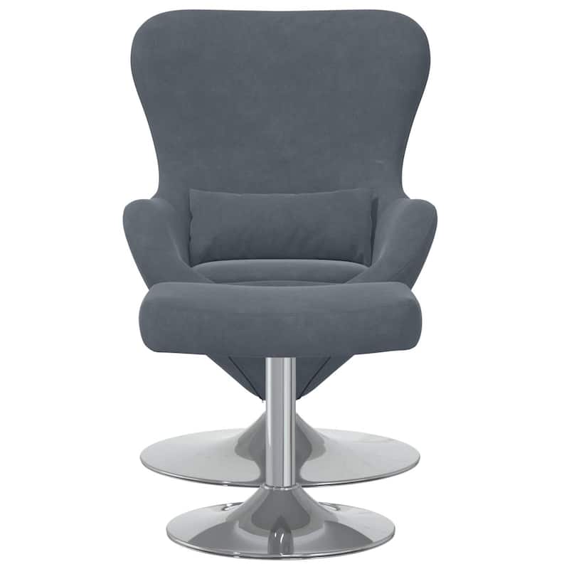 vidaXL Egg Chair Black/ Dark/Light Grey Velvet - 24.8 x 28.7 x 35.4