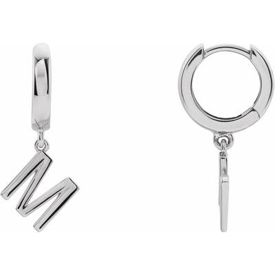 18K White Single Initial M Earring for Women
