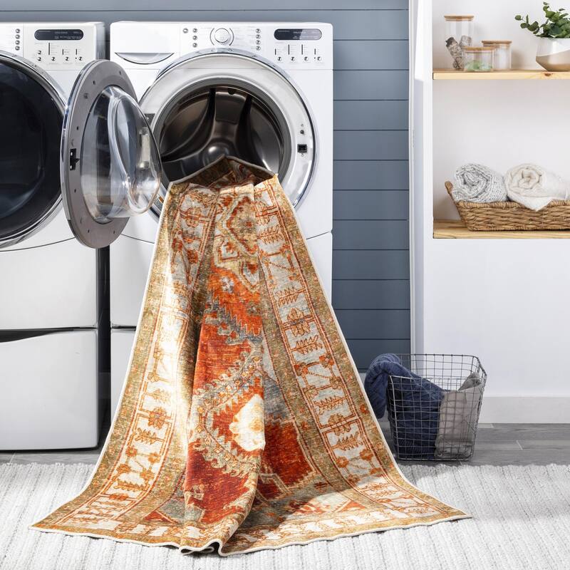 Livabliss Lavable Traditional Geometric Washable Area Rug