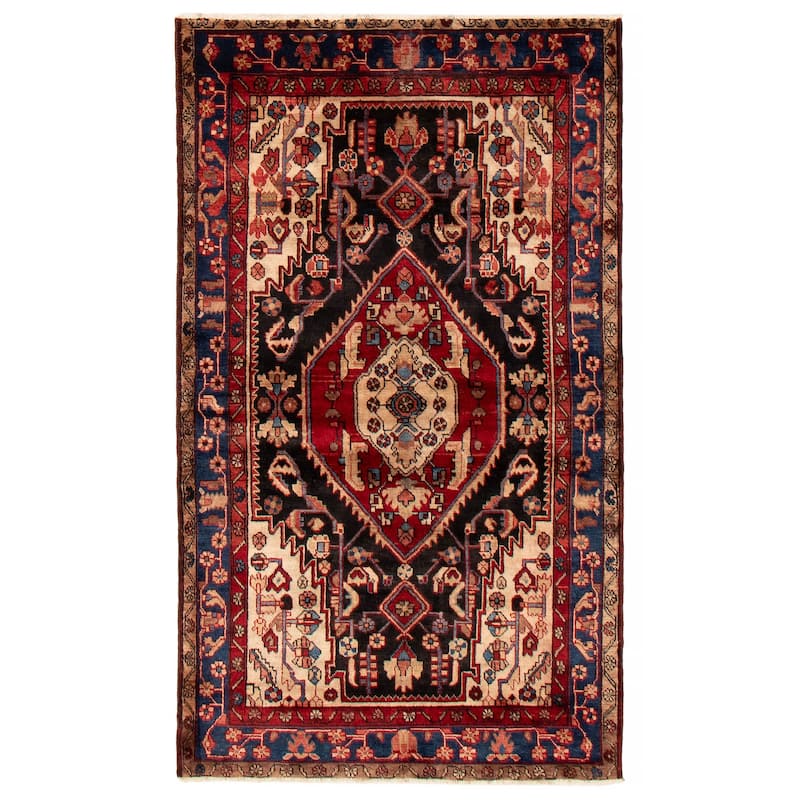 ECARPETGALLERY Hand-knotted Anatolian Vintage Black, Red Wool Rug - 4'4 x 7'5 - Black/ Red - 4'4 x 7'5