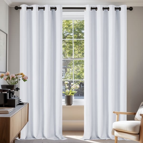 slide 2 of 4, Deconovo Grommet Living Room Room Darkening Curtains (2 Panel) 42W x 45L - Greyish White