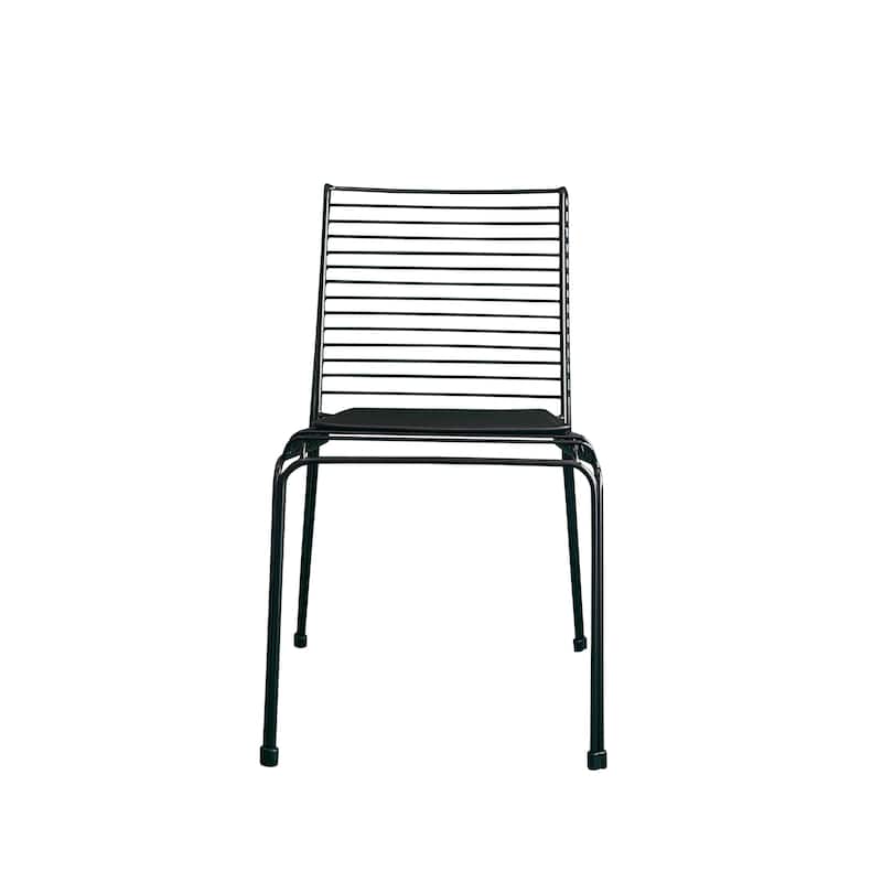 Contemporary Metal Slat Chair With Seat Pad Set of 2