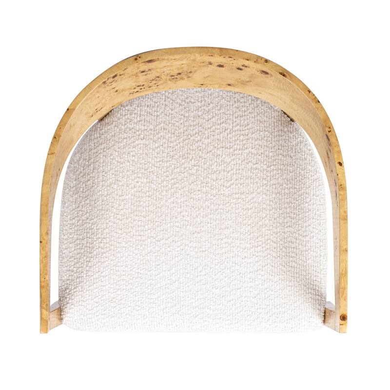Madrid 26.5" Curved Barrel Burl Wood Accent Arm Chair
