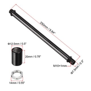 2set M10x1 Threaded Extension Rod Kit 250mm Coupling Nut with Pipe Hex ...