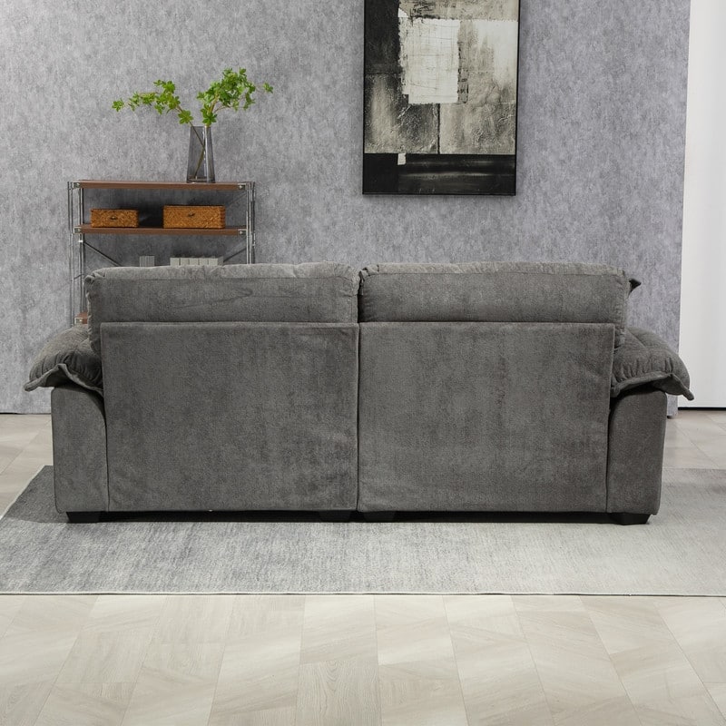 84" Chenille Loveseat Sofa with Memory Foam&Pocket Springs, Deep Seat Couch with 2 Throw Pillows