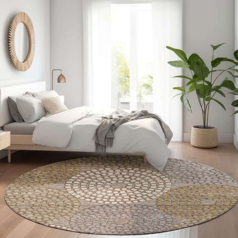 Premium Washable Super Soft Mosaic Colosseum Mayfield Rug - Taupe - 8' x 8'