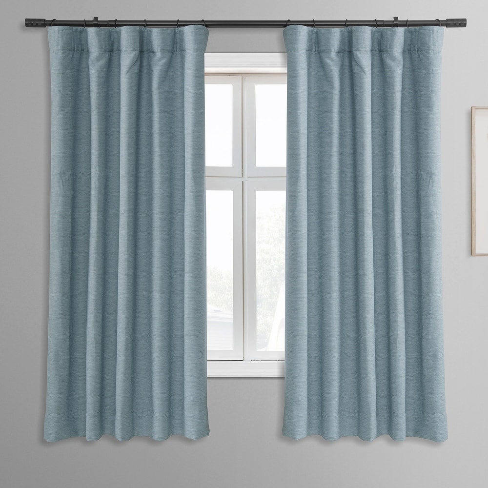Exclusive Fabrics Bellino Textured Faux Linen Room Darkening Curtains For Bedroom (1 Panel), 50W X 63L - 50 x 63