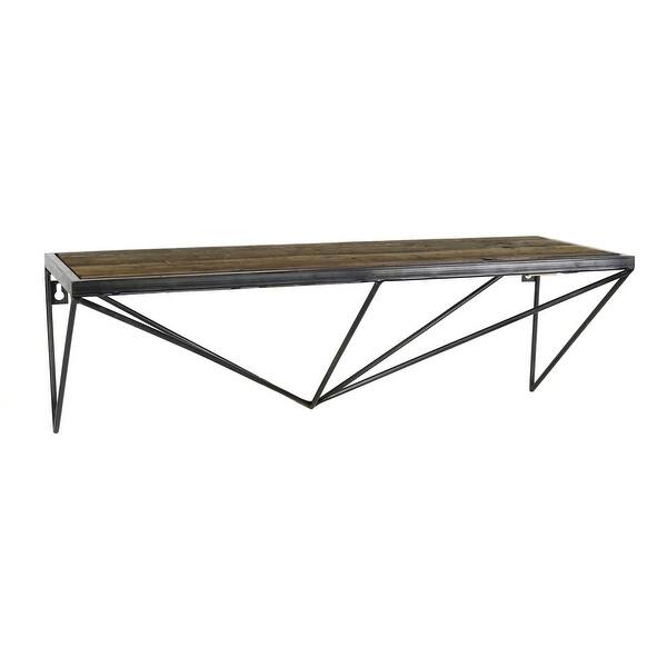 Shop Wood And Metal Wall Shelf With Geometric Base Black And