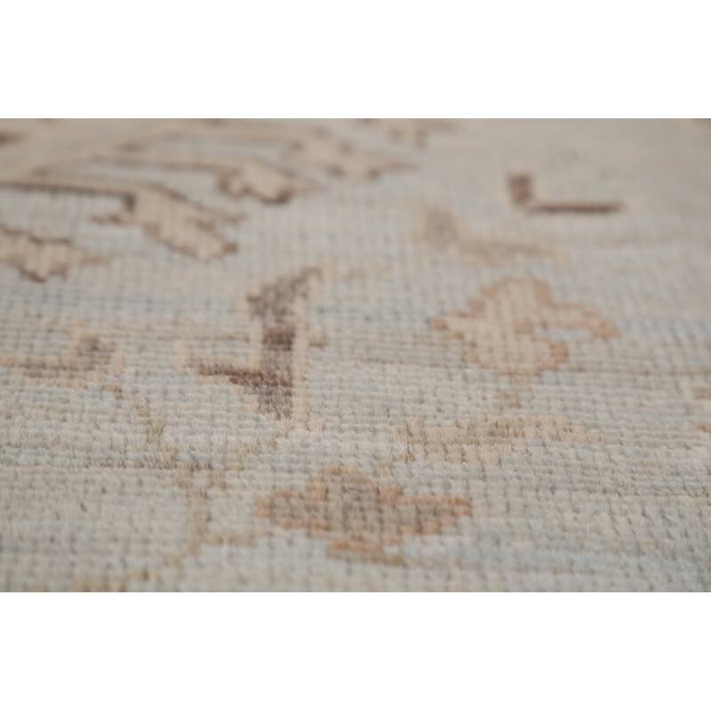 Vegetable Dye Oushak Turkish Area Rug Blue Hand-Knotted Wool Carpet - 8'2"x 9'10"