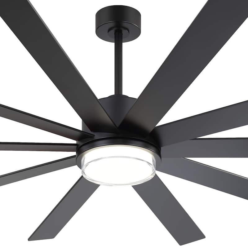 75"/80" Modern Matte Black Ceiling Fan with LED Light and Remote(8/10 Blades)