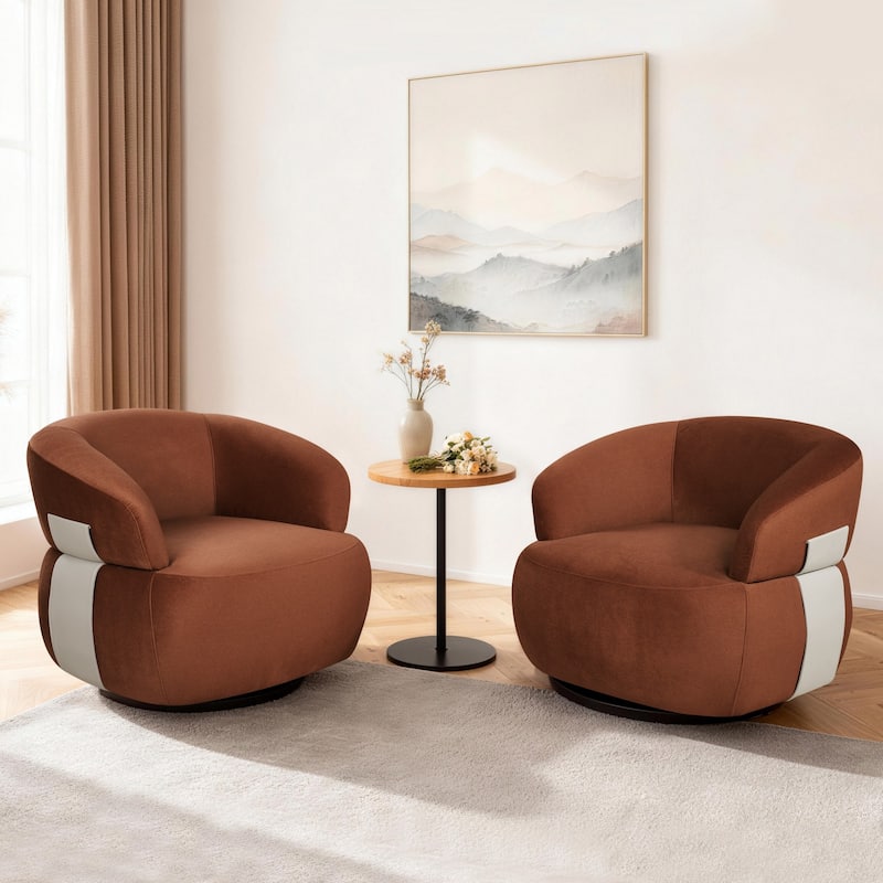 Kieon 33"W 360 Swivel Barrel Chair Modern Accent Chair Set of 2