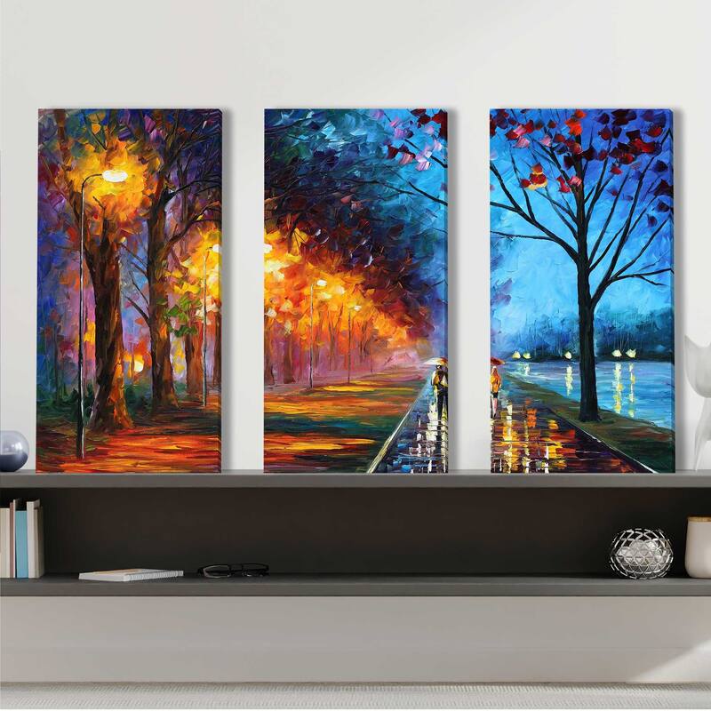 "Alley By The Lake" by Leonid Afremov 3 Piece Set on Canvas