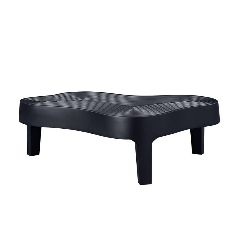 Modern Fiberglass Coffee Table Apartment Irregular Center Table with Matte Black Relief, for Living Room