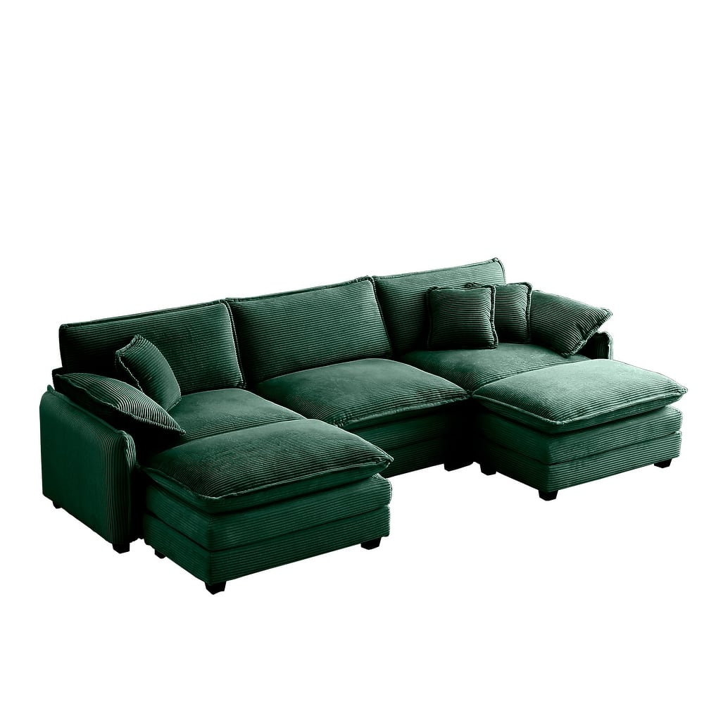 U-shape Conversible Sectional Sofa with Ottoman and Removable Arm